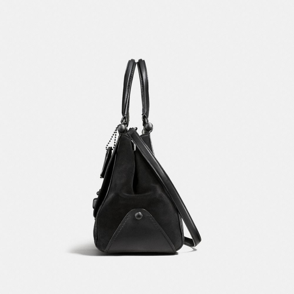 COACH®,DRIFTER CARRYALL,Leather,Large,Matte Black/Black,Angle View