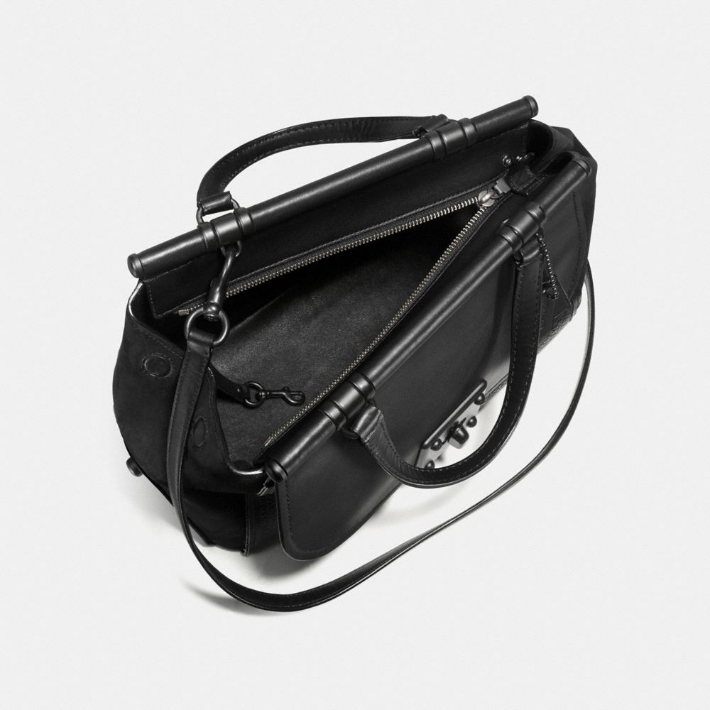 COACH®,DRIFTER CARRYALL,Leather,Large,Matte Black/Black,Inside View,Top View