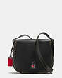 COACH®,MICKEY SADDLE BAG 23 IN GLOVETANNED LEATHER,Leather,Small,Gunmetal/Black,Angle View