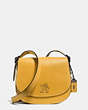COACH®,MICKEY SADDLE BAG 23 IN GLOVETANNED LEATHER,Leather,Small,Dark Gunmetal/Flax,Front View