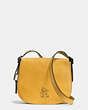 COACH®,MICKEY SADDLE BAG 23 IN GLOVETANNED LEATHER,Leather,Small,Dark Gunmetal/Flax,Angle View