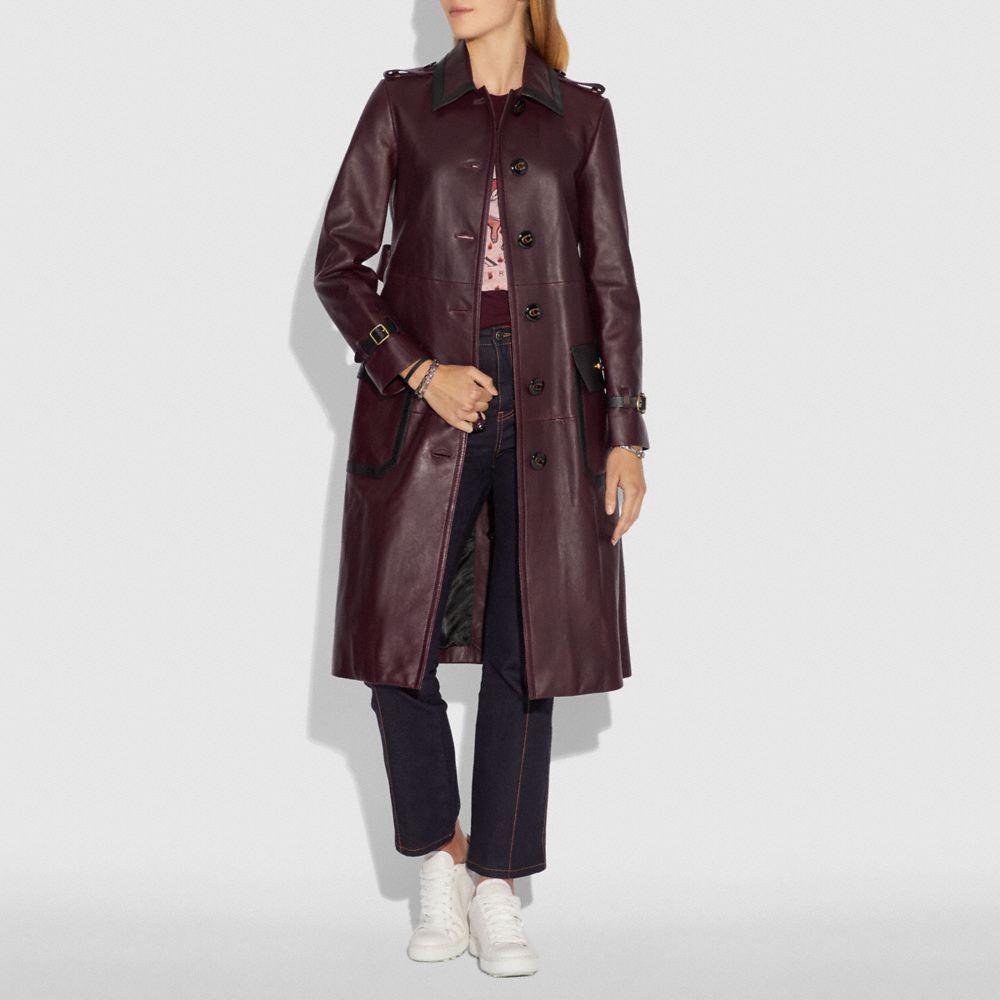 Western leather 2024 trench coat