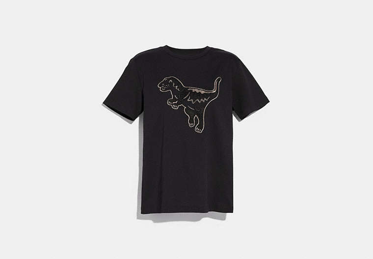 COACH®,EMBROIDERED REXY T-SHIRT,cotton,Dark Shadow,Front View