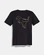 COACH®,EMBROIDERED REXY T-SHIRT,cotton,Dark Shadow,Front View
