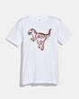 COACH®,EMBROIDERED REXY T-SHIRT,cotton,Optic White,Front View