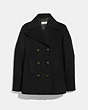 COACH®,WESTERN PEACOAT,wool,Black,Front View