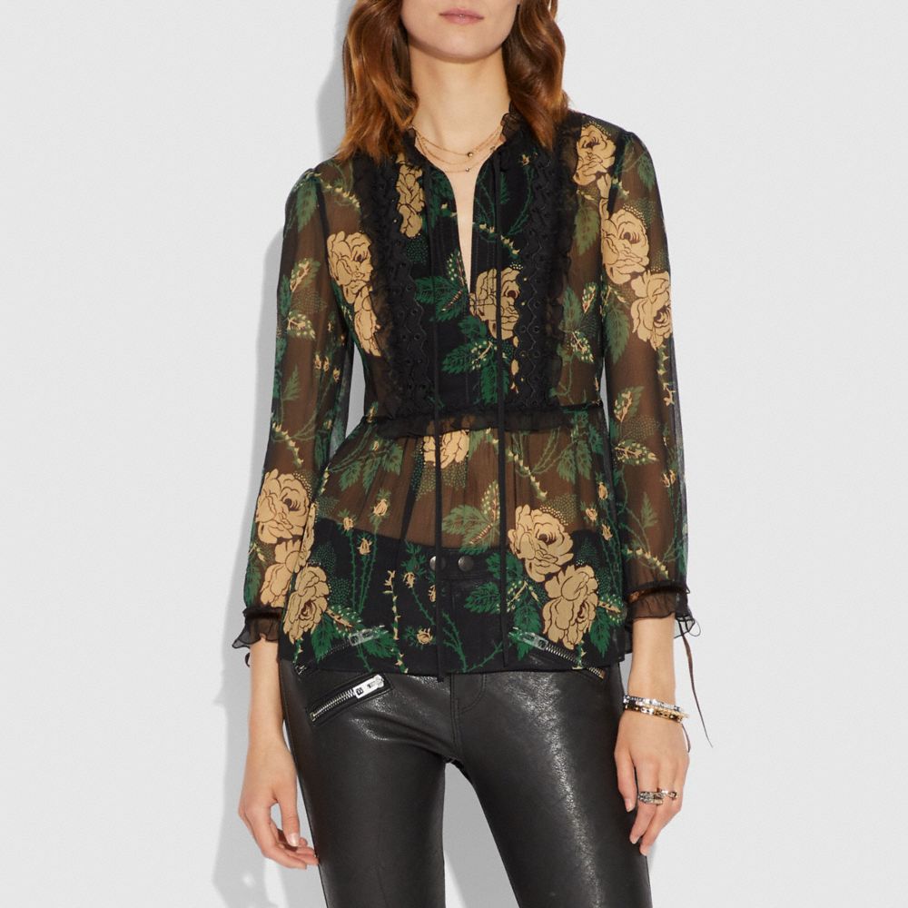 COACH®,Rose Print Top,,Scale View