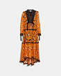 COACH®,ROSE PRINT TIERED DRESS,Mixed Material,ORANGE,Front View