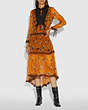 COACH®,ROSE PRINT TIERED DRESS,Mixed Material,ORANGE,Scale View