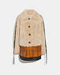 COACH®,SHEARLING LEATHER COAT,Shearling,Natural,Front View