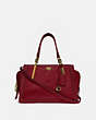 COACH®,DREAMER,Leather,Medium,Brass/Deep Red,Front View