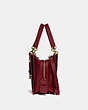 COACH®,DREAMER,Leather,Medium,Brass/Deep Red,Angle View