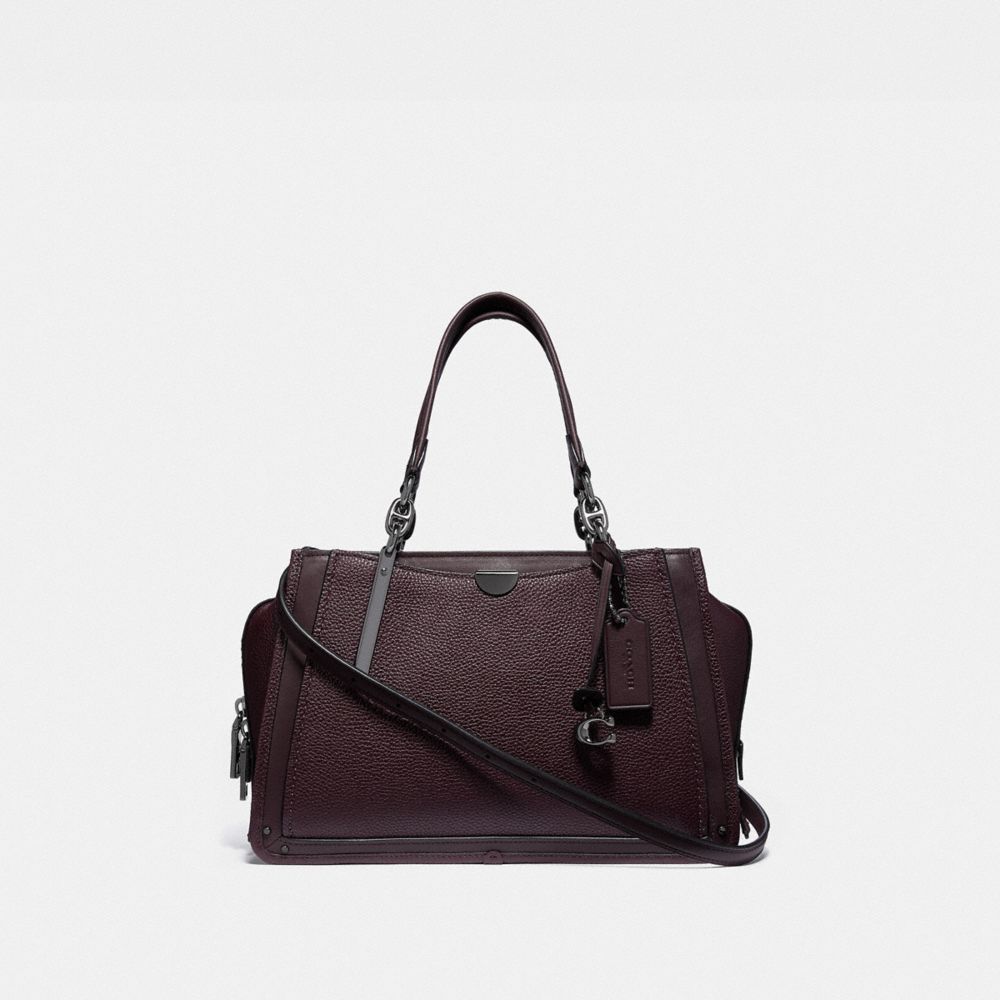 COACH®,DREAMER,Leather,Medium,Gunmetal/Oxblood,Front View