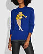 COACH®,FOOTBALL INTARSIA SWEATER,Cashmere Blend,BLUE,Scale View