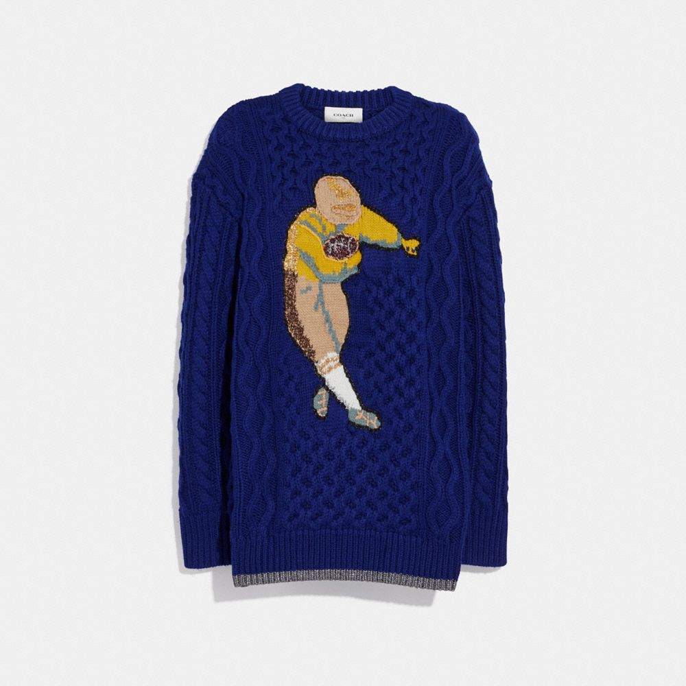 Football Cable Knit Sweater
