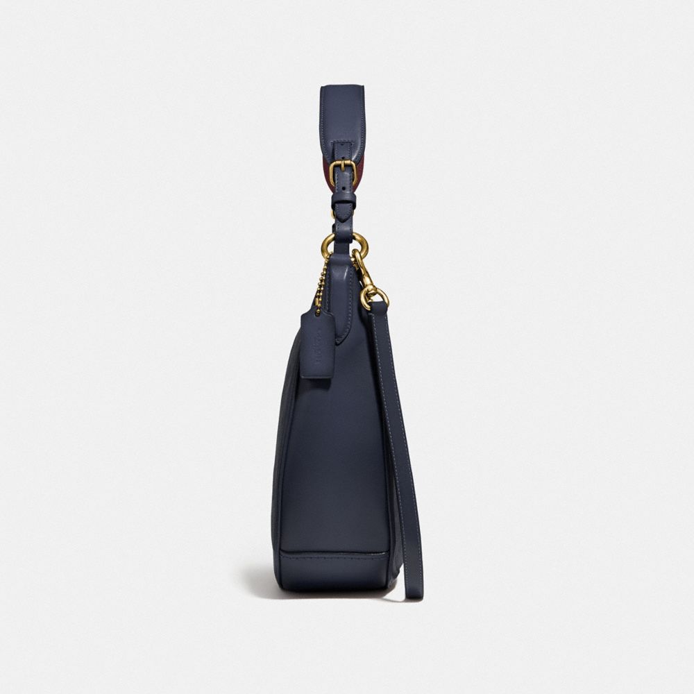 COACH®,SUTTON HOBO IN SIGNATURE CANVAS,pvc,Charcoal/Midnight Navy/Gold,Angle View