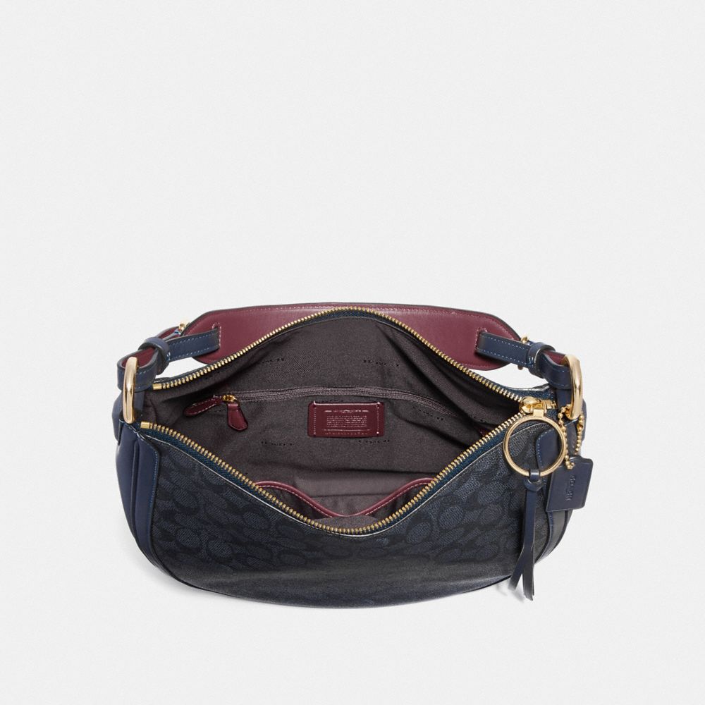 COACH®,SUTTON HOBO IN SIGNATURE CANVAS,pvc,Charcoal/Midnight Navy/Gold,Inside View,Top View