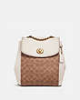 COACH®,PARKER CONVERTIBLE BACKPACK IN SIGNATURE CANVAS,pvc,Large,Brass/Tan/Chalk,Front View