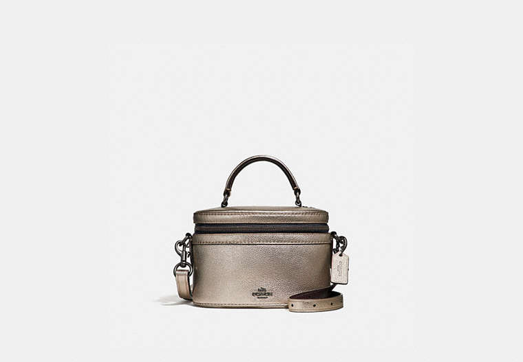COACH®,TRAIL BAG,Leather,Small,Gunmetal/Platinum,Front View