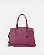 COACH®,CHARLIE CARRYALL WITH METALLIC INTERIOR,Leather,Gunmetal/Dark Berry,Front View