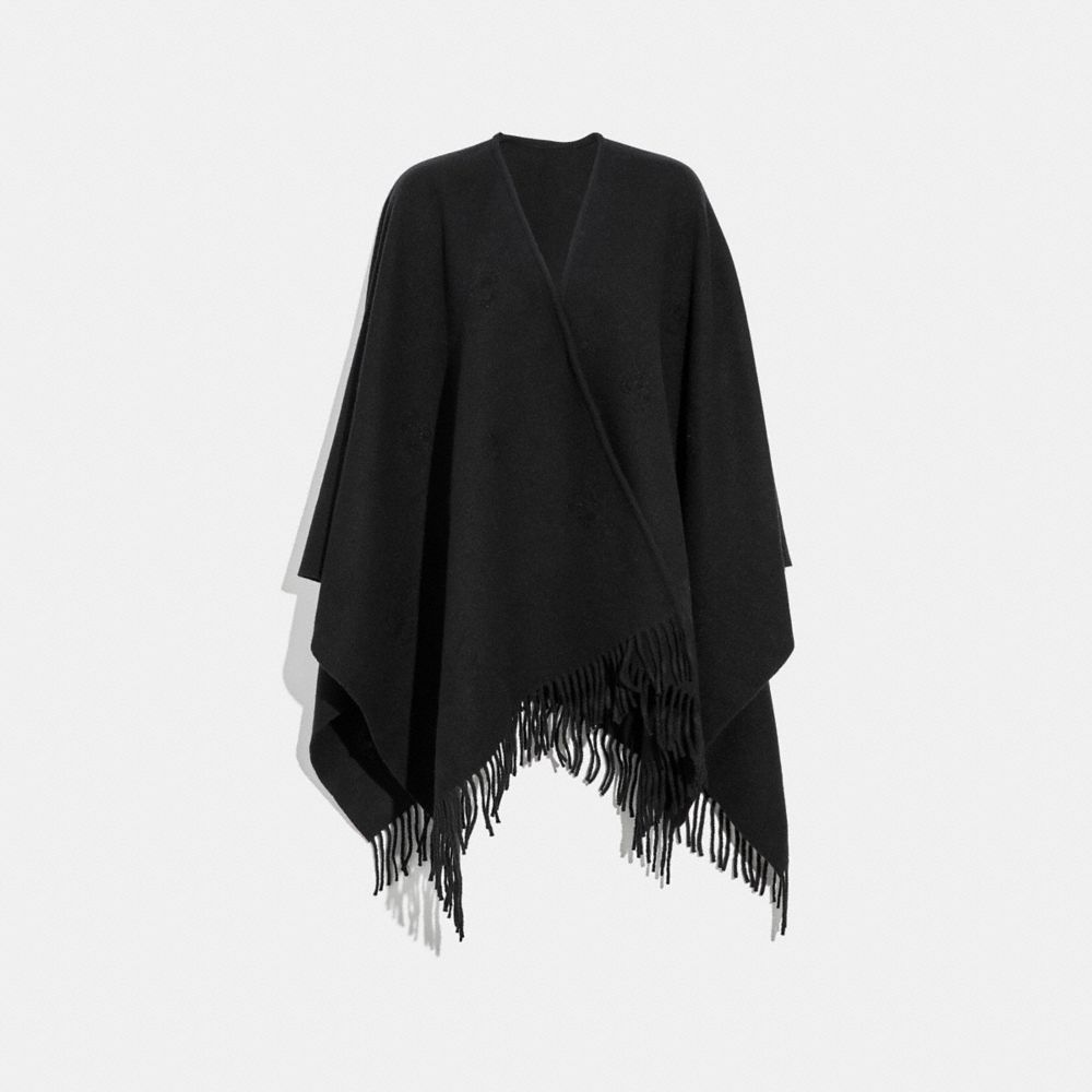 Poncho With Floral Motif