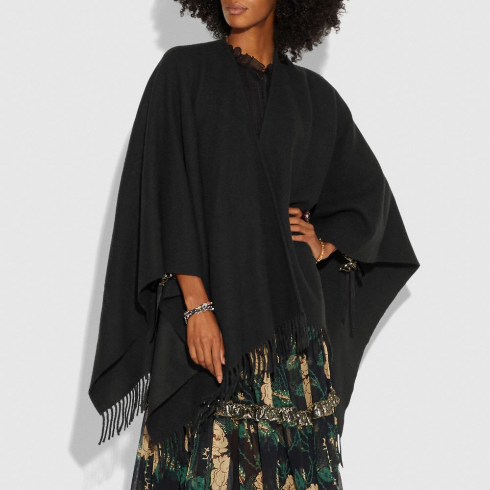 Poncho With Floral Motif
