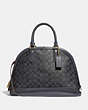 COACH®,QUINN SATCHEL IN SIGNATURE CANVAS,Coated Canvas,Large,Charcoal/Midnight Navy/Gold,Front View