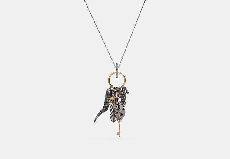 COACH®,WESTERN CHARM NECKLACE,Metal,Gold/Multi,Front View