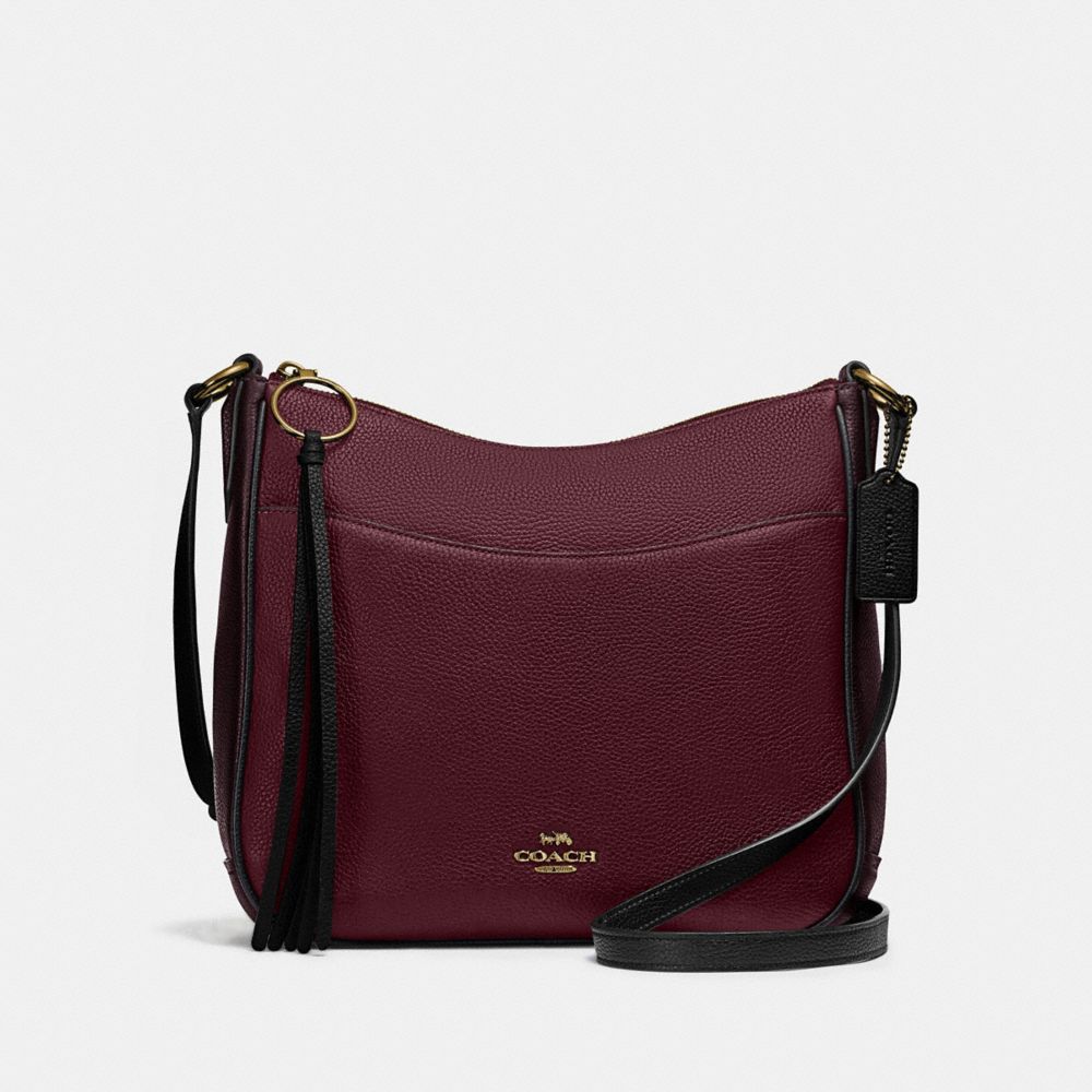COACH®,CHAISE CROSSBODY BAG IN COLORBLOCK,Refined Pebble Leather,Medium,Gold/Vintage Mauve Multi,Front View