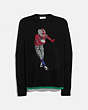 COACH®,FOOTBALLER INTARSIA SWEATER,Mixed Material,Black,Front View