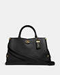 COACH®,MASON CARRYALL WITH SNAKESKIN DETAIL,Leather,Large,Brass/Black,Front View