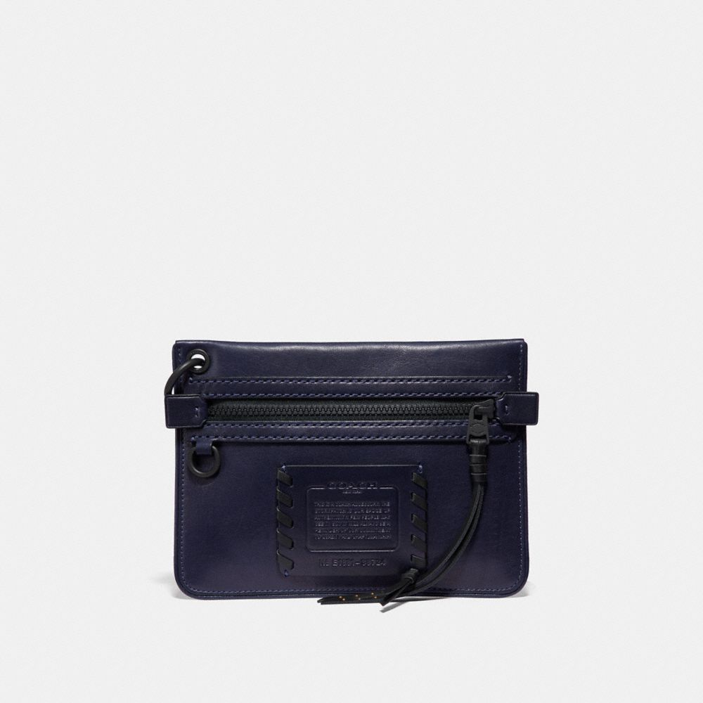 COACH®,POUCH 22 WITH WHIPSTITCH,Leather,DARK NAVY,Front View