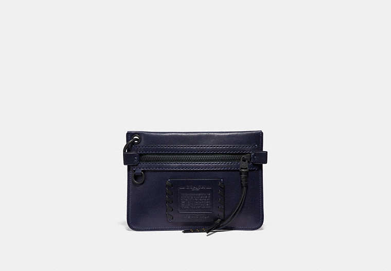 COACH®,POUCH 22 WITH WHIPSTITCH,Leather,DARK NAVY,Front View