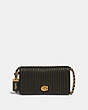 COACH®,DINKY WITH QUILTING AND RIVETS,Leather,Small,Brass/Black,Front View