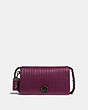 COACH®,DINKY WITH QUILTING AND RIVETS,Leather,Small,Pewter/Dark Berry,Front View