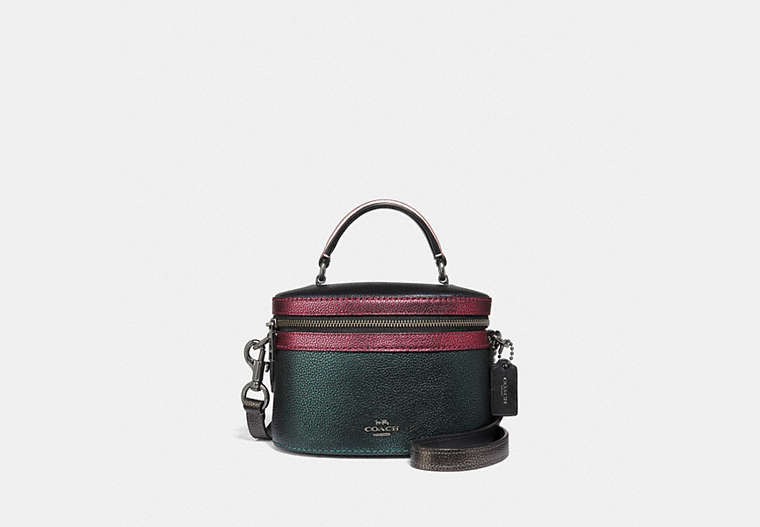 COACH®,TRAIL BAG IN COLORBLOCK,Leather,Small,Gunmetal/Metallic Ivy Multi,Front View