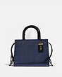COACH®,ROGUE BAG 25 WITH SNAKESKIN DETAIL,Leather,Medium,Pewter/Metallic Blue,Front View