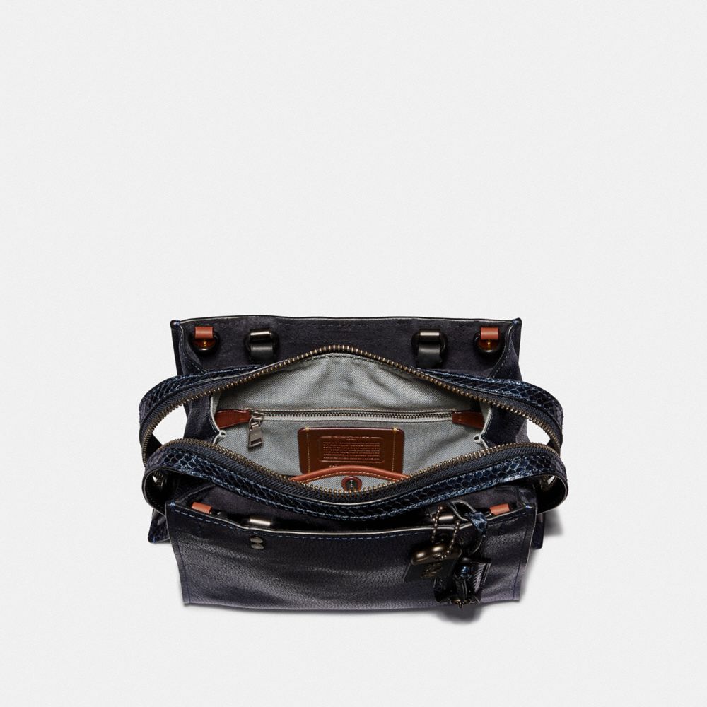 COACH®,ROGUE BAG 25 WITH SNAKESKIN DETAIL,Leather,Medium,Pewter/Metallic Blue,Inside View,Top View