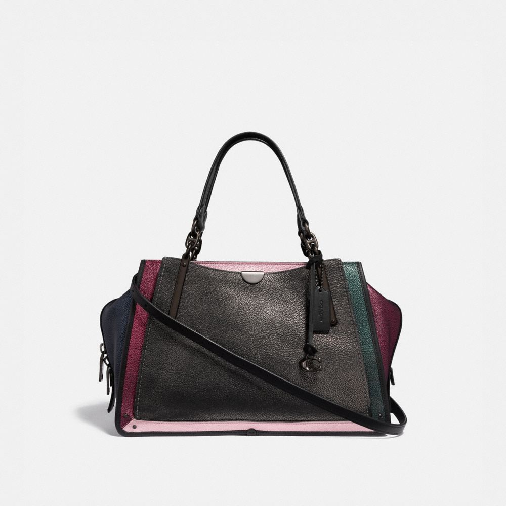 COACH®,DREAMER 36 IN COLORBLOCK,Leather,Large,Pewter/Metallic Graphite Multi,Front View