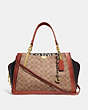 COACH®,DREAMER 36 IN SIGNATURE CANVAS WITH SNAKESKIN DETAIL,Coated Canvas,Large,Brass/Tan/Black,Front View