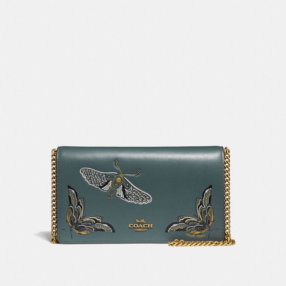 Coach foldover store chain clutch