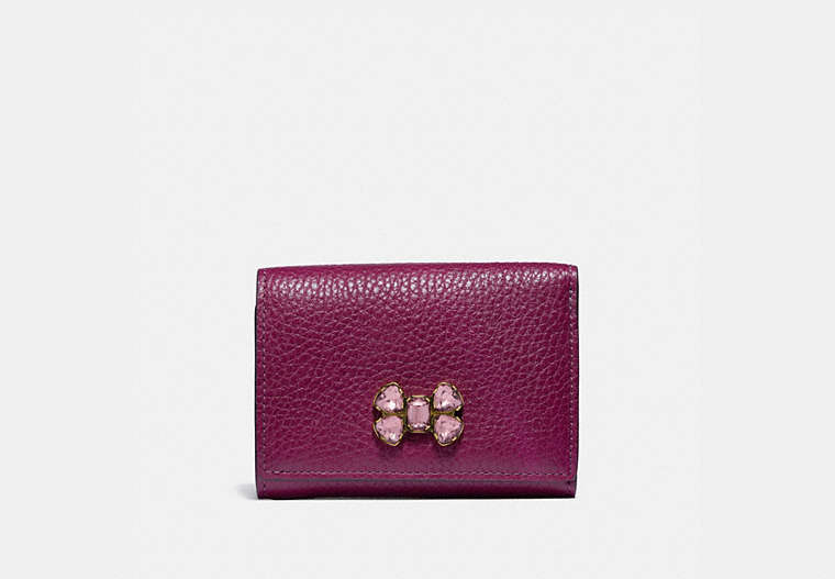 Small Flap Wallet With Crystal Applique