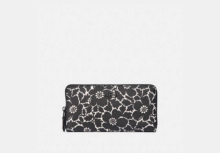Accordion Zip Wallet With Anemone Print