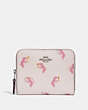 COACH®,SMALL ZIP AROUND WALLET WITH PARTY PIG PRINT,pvc,Silver/Chalk,Front View