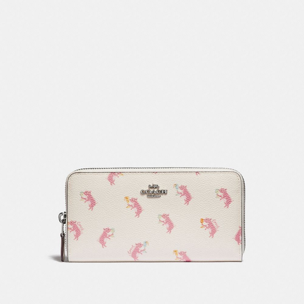 COACH® Outlet | Accordion Zip Wallet With Party Pig Print