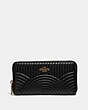 COACH®,ACCORDION ZIP WALLET WITH DECO QUILTING,Leather,Brass/Black,Front View