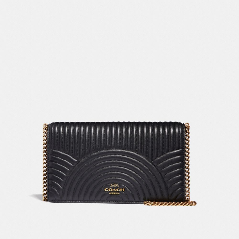 Callie Foldover Chain Clutch With Deco Quilting