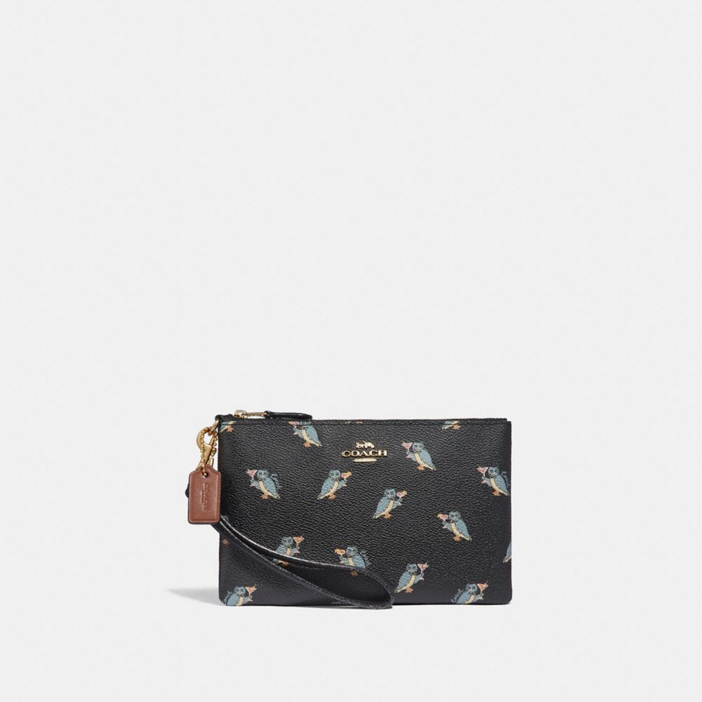 COACH Small Wristlet With Party Owl Print COACH