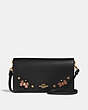 COACH®,HAYDEN FOLDOVER CROSSBODY CLUTCH WITH CRYSTAL APPLIQUE,Leather,Mini,Brass/Black,Front View