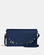 COACH®,HAYDEN FOLDOVER CROSSBODY CLUTCH WITH CRYSTAL APPLIQUE,Leather,Mini,Gunmetal/Cadet,Front View